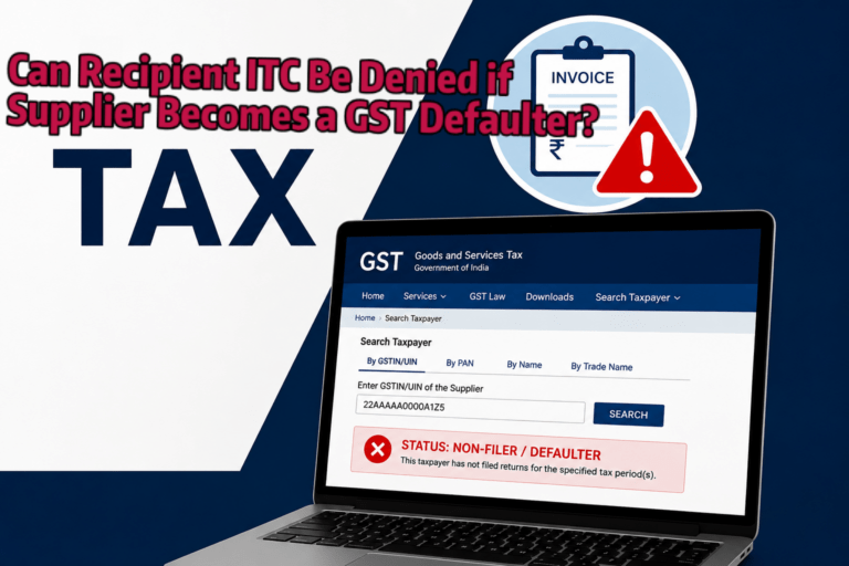 Can Recipient ITC Be Denied if Supplier Becomes a GST Defaulter 2026